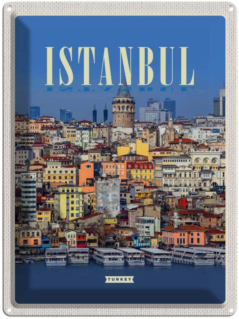 Blechschild 40x30 cm Istanbul Turkey Urlaub City Guide Bildmotiv Reisemotiv Abenteuer Reisen Straße Stadt