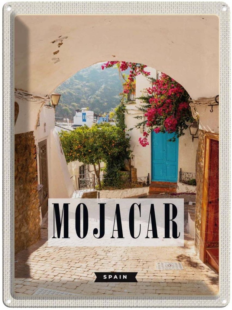 Blechschild 40x30 cm Mojacar Spain Spanien Bildmotiv Reisemotiv Abenteuer Reisen Europa Urlaub