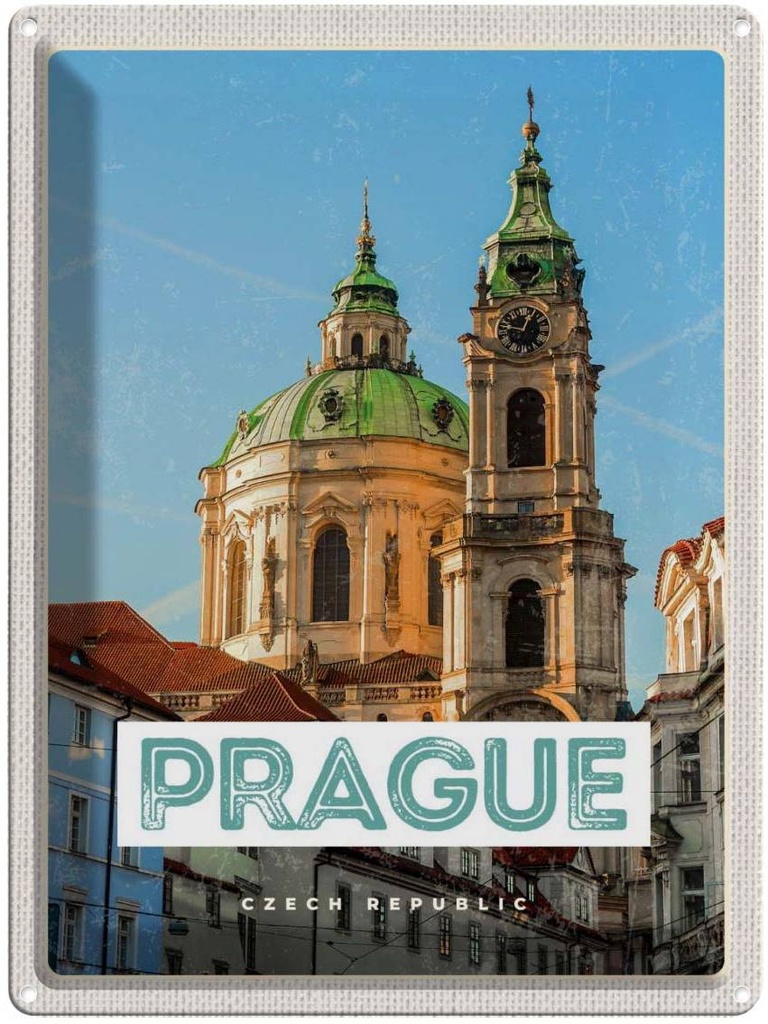 Blechschild 40x30 cm Prague St. Urlaub Nikolaus Kirche Kostel Bildmotiv Reisemotiv Abenteuer Reisen Europa