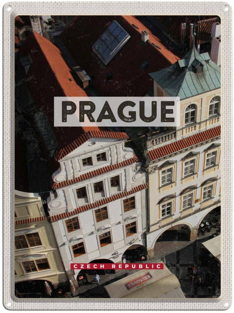 Blechschild 40x30 cm Prague Prag Altstadt Tschechien Bildmotiv Reisemotiv Abenteuer Reisen Europa Urlaub