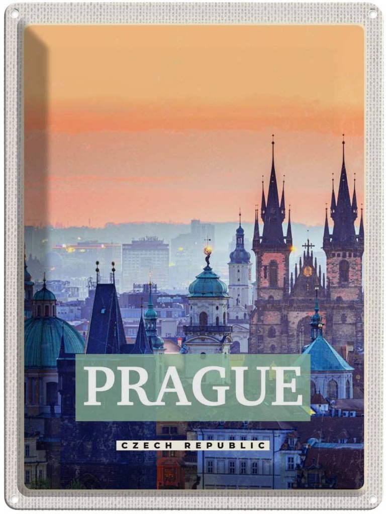 Blechschild 40x30 cm Prague Altstadt Prag Tschechien Bildmotiv Reisemotiv Abenteuer Reisen Europa Urlaub