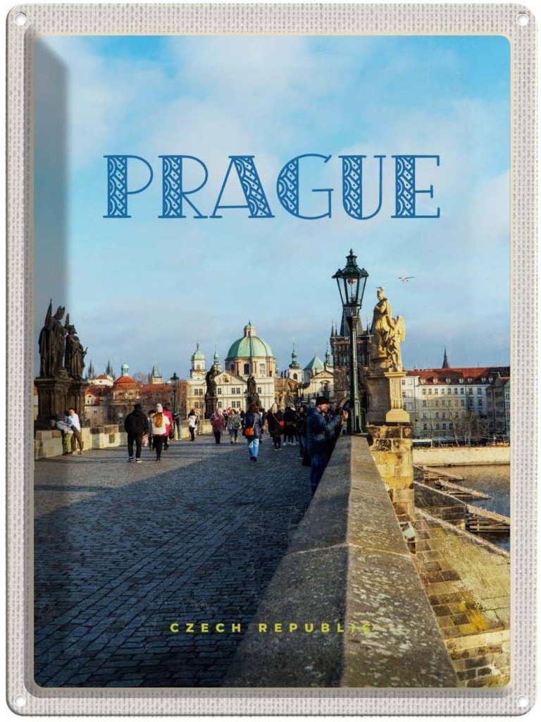 Blechschild 40x30 cm Prague Tschechien Altstadt Poster Bildmotiv Reisemotiv Abenteuer Reisen Europa Urlaub