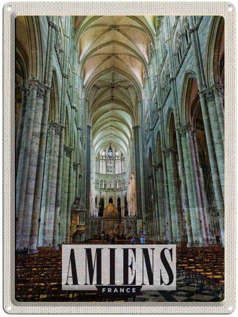Blechschild 40x30 cm Amiens France Kathedrale Bildmotiv Reisemotiv Abenteuer Reisen Europa Urlaub