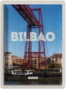 Blechschild 40x30 cm Retro Bilbao Urlaub spain Hafenstadt Berge Bildmotiv Reisemotiv Abenteuer Reisen Europa