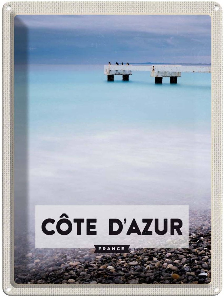 Blechschild 40x30 cm cote d'azur France Meer Bildmotiv Reisemotiv Abenteuer Reisen Europa Urlaub