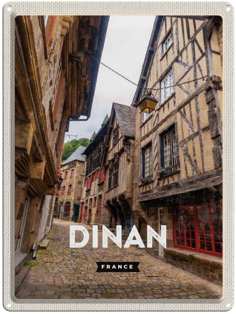 Blechschild 40x30 cm Dinan France Urlaub Mittelalter Stadt Bildmotiv Reisemotiv Abenteuer Reisen Straße
