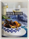 Blechschild 40x30 cm French Cuisine Urlaub Meeresfrüchte Wein Bildmotiv Reisemotiv Essen Trinken Abenteuer Reisen