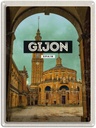 Blechschild 40x30 cm Retro Gijon Urlaub Spain Universidad Laboral Bildmotiv Reisemotiv Abenteuer Reisen Europa