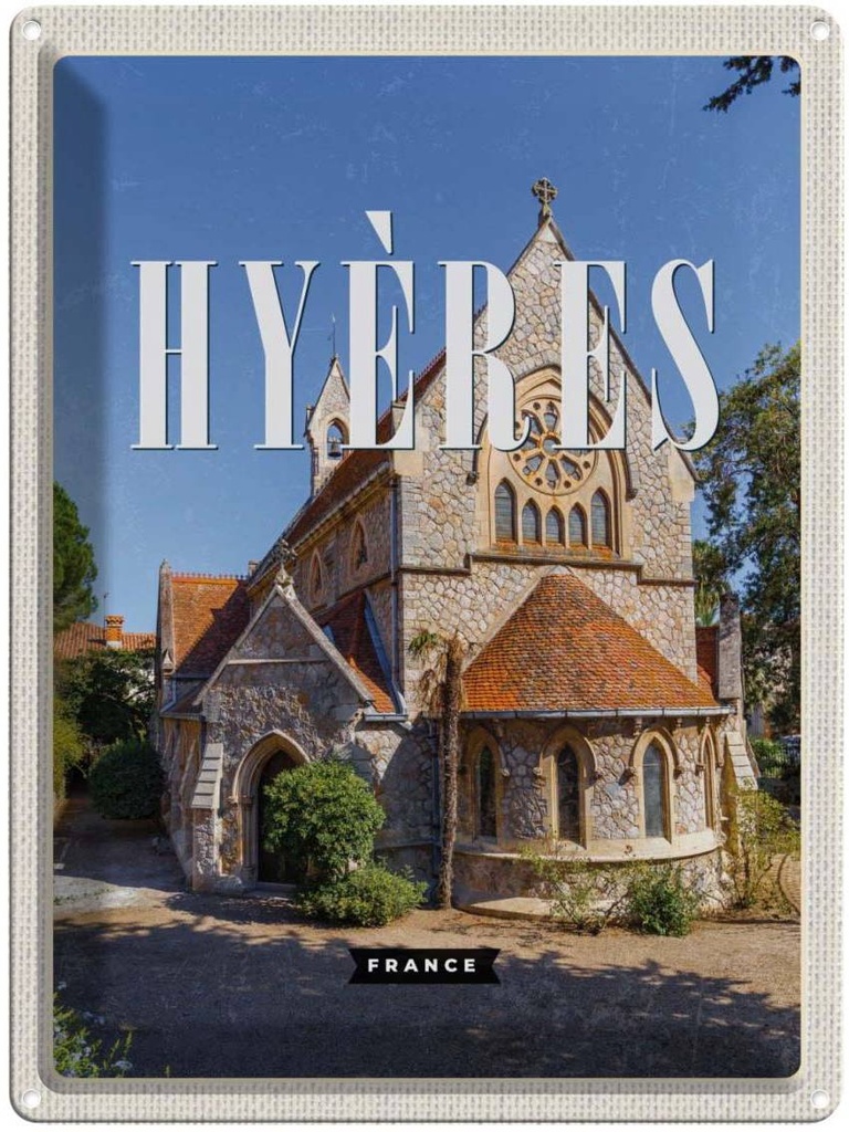 Blechschild 40x30 cm Hyères France Hafenstadt Bildmotiv Reisemotiv Abenteuer Reisen Straße Stadt Urlaub
