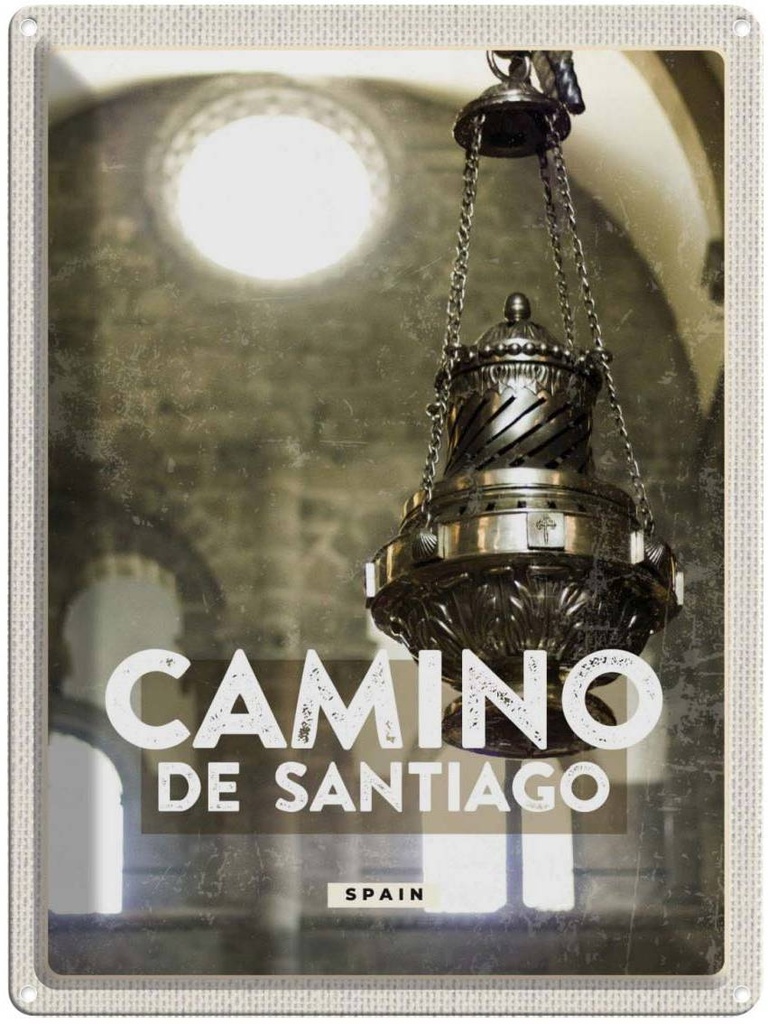 Blechschild 40x30 cm Camino de Urlaub Santiago spain Spainien Bildmotiv Reisemotiv Abenteuer Reisen Europa