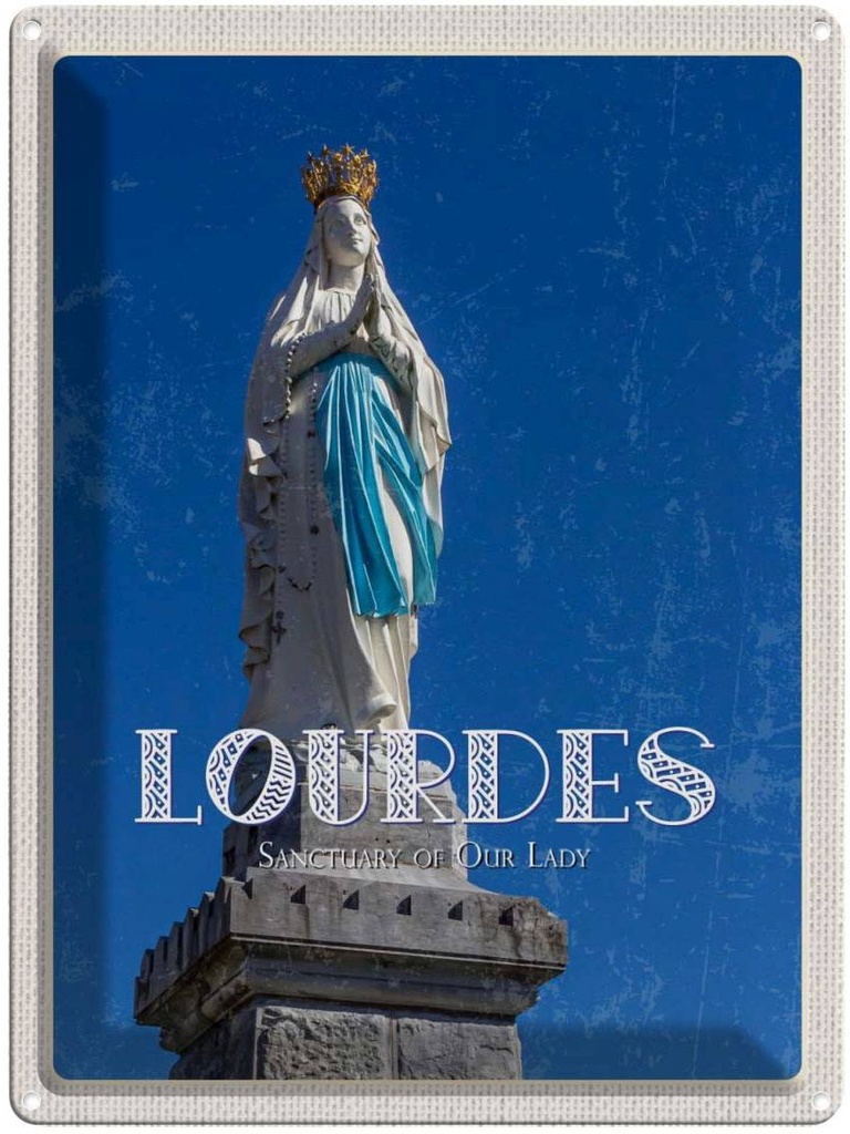 Blechschild 40x30 cm Heiligtum Frau Urlaub von Lourdes Kirche Bildmotiv Reisemotiv Abenteuer Reisen Europa