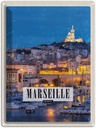 Blechschild 40x30 cm Retro Marseille Urlaub France Panorama Nacht Bildmotiv Reisemotiv Abenteuer Reisen Europa