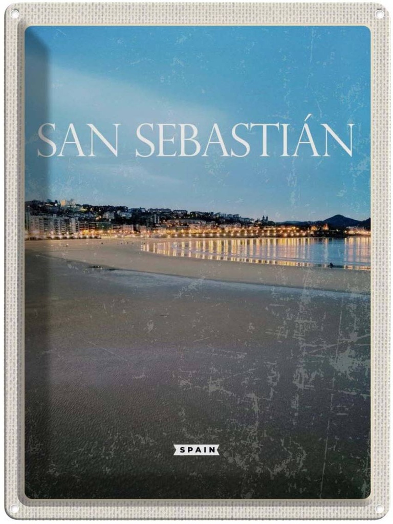 Blechschild 40x30 cm Retro San Europa Urlaub Sebastian Spain Strand Meer Bildmotiv Reisemotiv Abenteuer Reisen