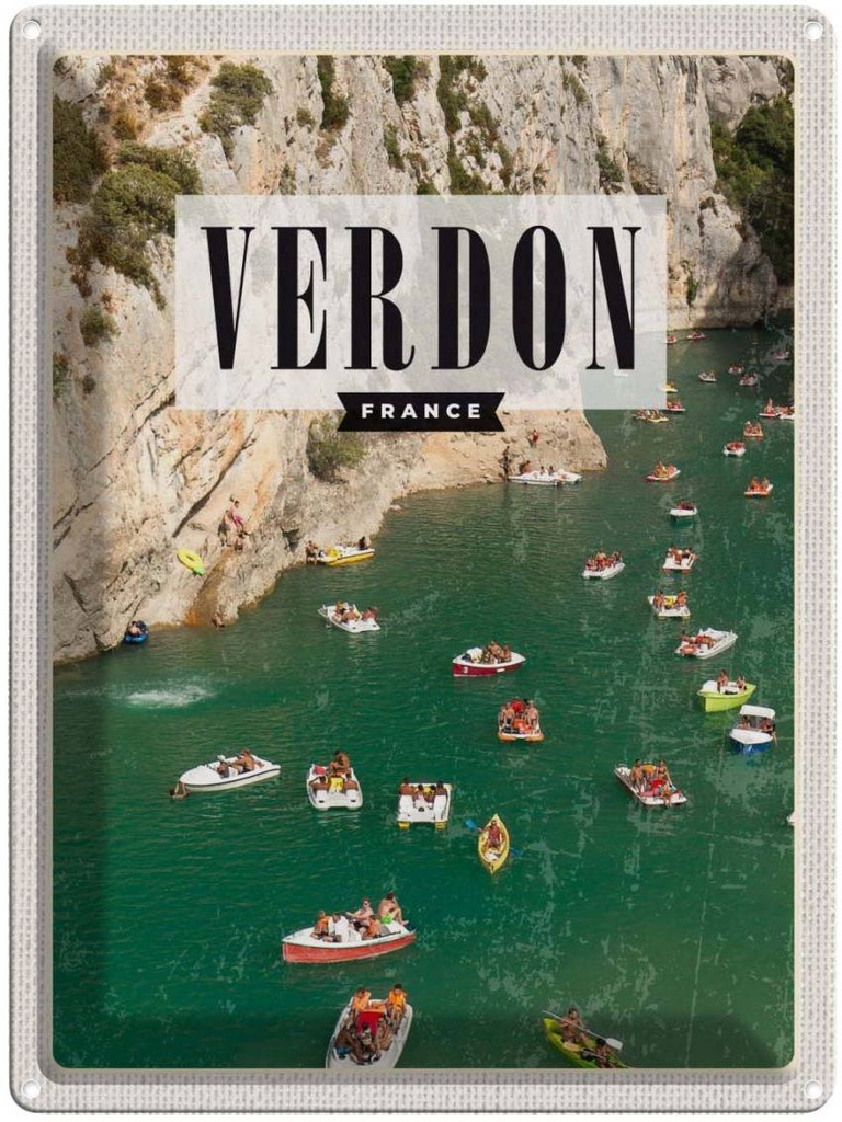 Blechschild 40x30 cm Verdon France Verdonschlucht Meer Bildmotiv Reisemotiv Abenteuer Reisen Europa Urlaub