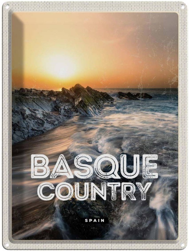 Blechschild 40x30 cm Basque Country Spain Baskenland Bildmotiv Reisemotiv Abenteuer Reisen Urlaub