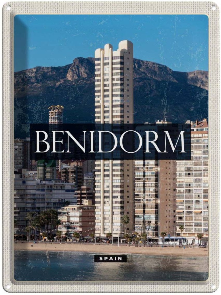 Blechschild 40x30 cm Benidorm Spain Panorama Poster Bildmotiv Reisemotiv Abenteuer Reisen Urlaub