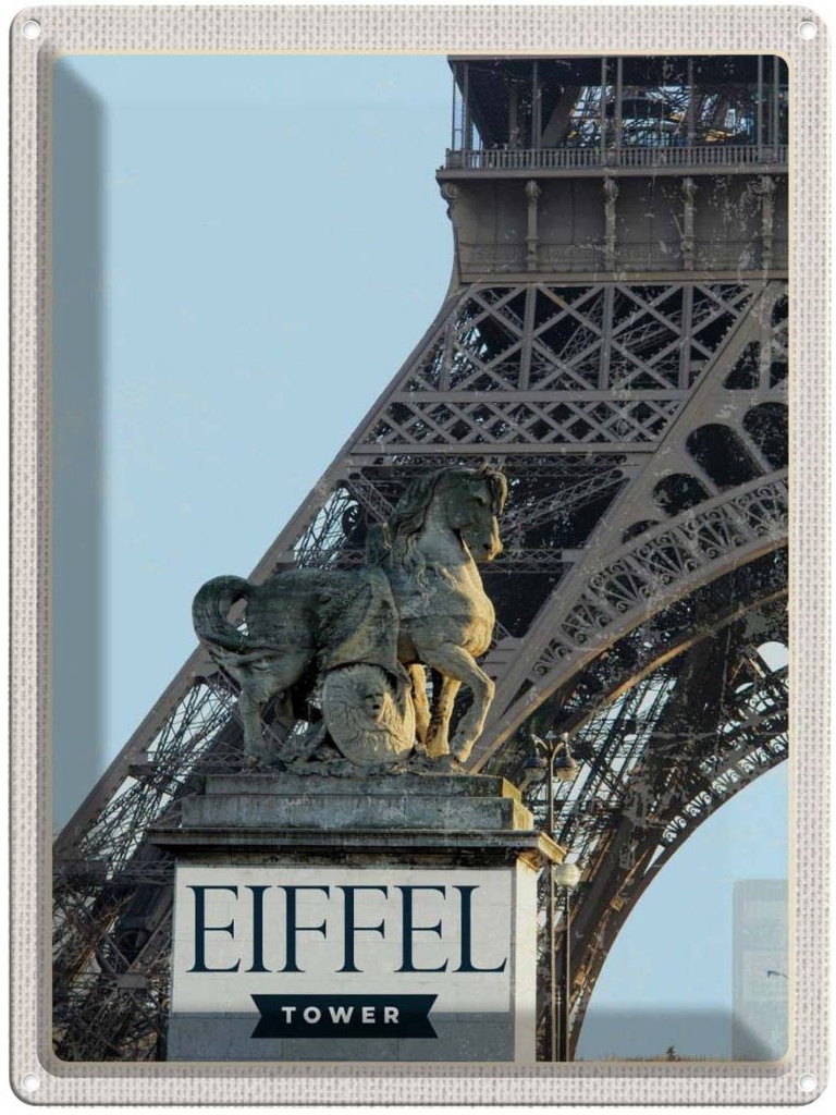Blechschild 40x30 cm Eiffel Tower ParisTourismus Bildmotiv Reisemotiv Abenteuer Reisen Straße Stadt Urlaub