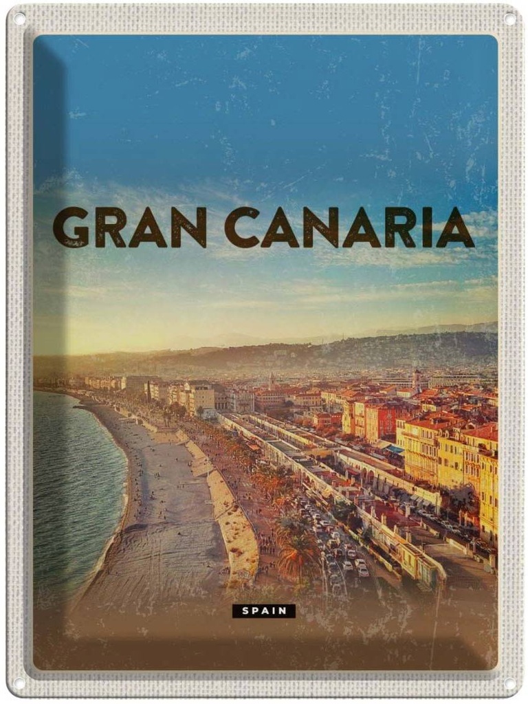 Blechschild 40x30 cm Gran Canaria Urlaub Spain Panoramablick Meer Bildmotiv Reisemotiv Abenteuer Reisen Europa