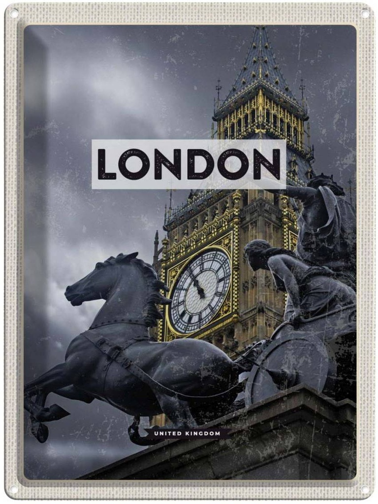 Blechschild 40x30 cm London Big England Urlaub Ben Queen Elizabeth Tower Bildmotiv Reisemotiv Abenteuer Reisen