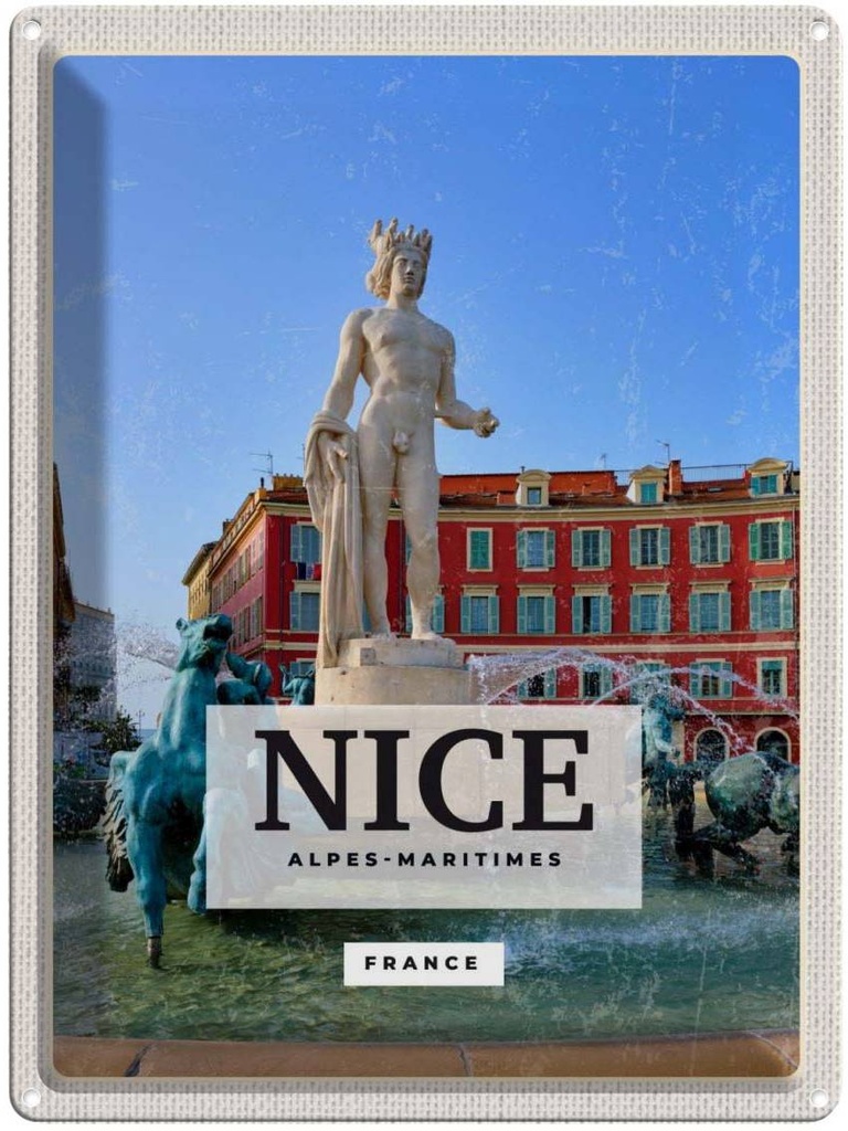 Blechschild 40x30 cm NICE Alpes-Maritimes France Bildmotiv Reisemotiv Abenteuer Reisen Straße Stadt Urlaub