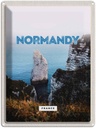 Blechschild 40x30 cm Normandy France Urlaub weiße Felse Meer Bildmotiv Reisemotiv Abenteuer Reisen Europa