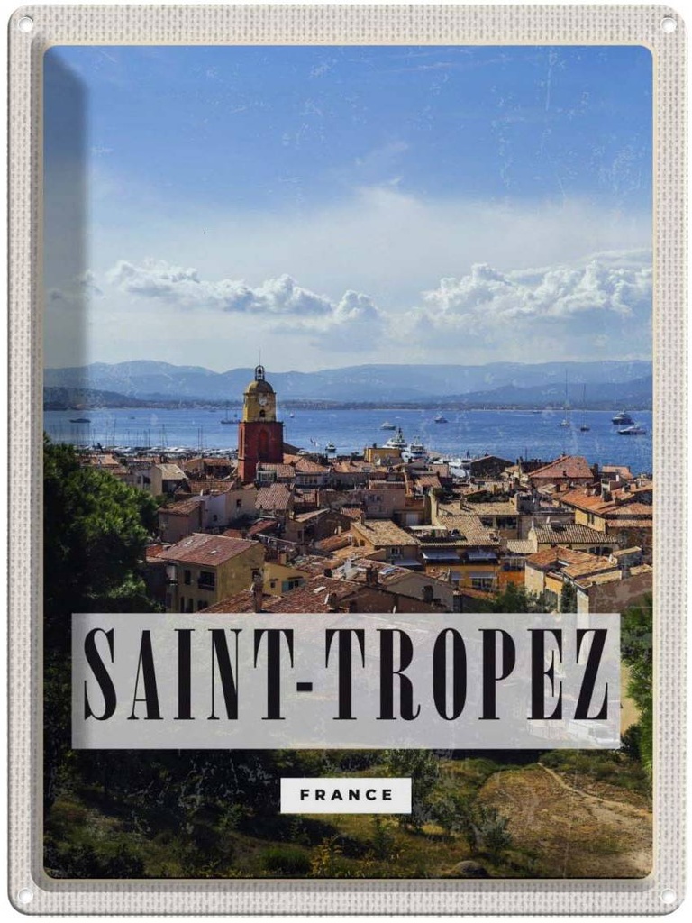 Blechschild 40x30 cm Saint-Tropez France Panorama Poster Bildmotiv Reisemotiv Abenteuer Reisen Europa Urlaub