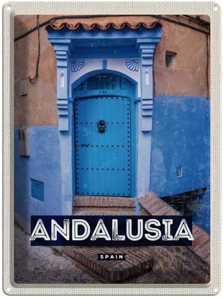 Blechschild 40x30 cm Andalusia Spain Retro Altstadt Bildmotiv Reisemotiv Abenteuer Reisen Urlaub