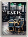 Blechschild 40x30 cm Paris Cafe RetroPoster Bildmotiv Reisemotiv Abenteuer Reisen Straße Stadt Urlaub