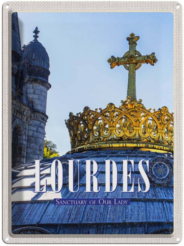 Blechschild 40x30 cm Lourdes Sanctuary Europa Urlaub of our lady Gescenk Bildmotiv Reisemotiv Abenteuer Reisen