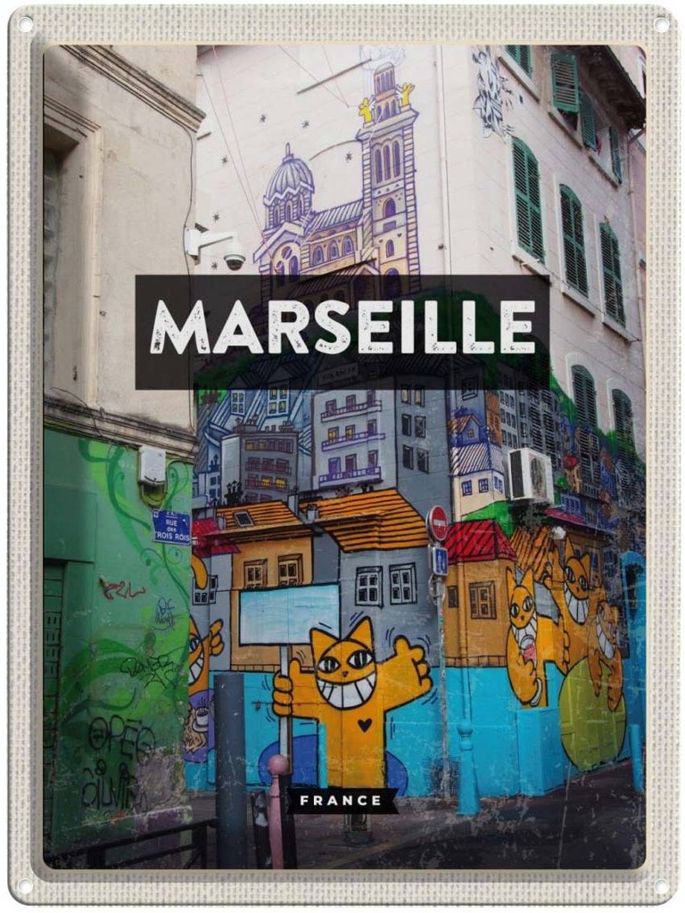 Blechschild 40x30 cm Marseille France Reiseziel Bildmotiv Reisemotiv Abenteuer Reisen Urlaub
