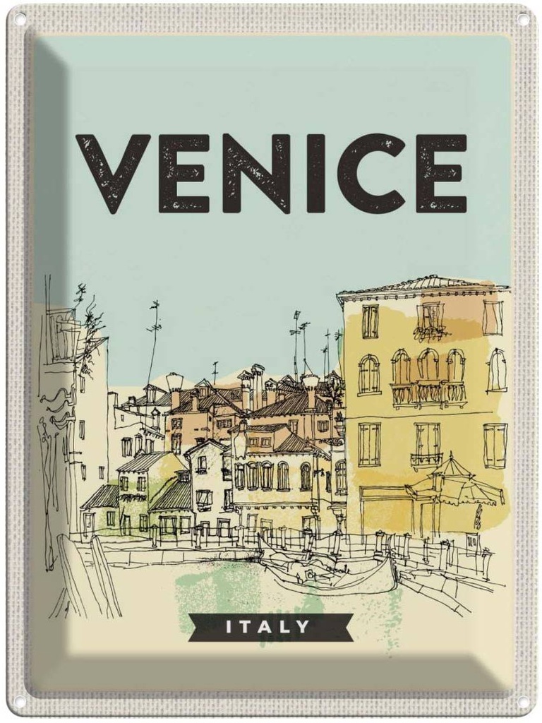 Blechschild 40x30 cm Venice Italy Urlaub malerisches Bild Bildmotiv Reisemotiv Abenteuer Reisen Straße Stadt