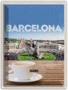 Blechschild 40x30 cm Barcelona Spain Panorama Bild Kaffee Bildmotiv Reisemotiv Abenteuer Reisen Urlaub