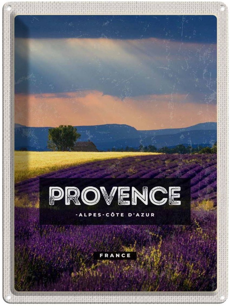 Blechschild 40x30 cm Provence alpes Urlaub cote d'azur Bildmotiv Reisemotiv Abenteuer Reisen Straße Stadt
