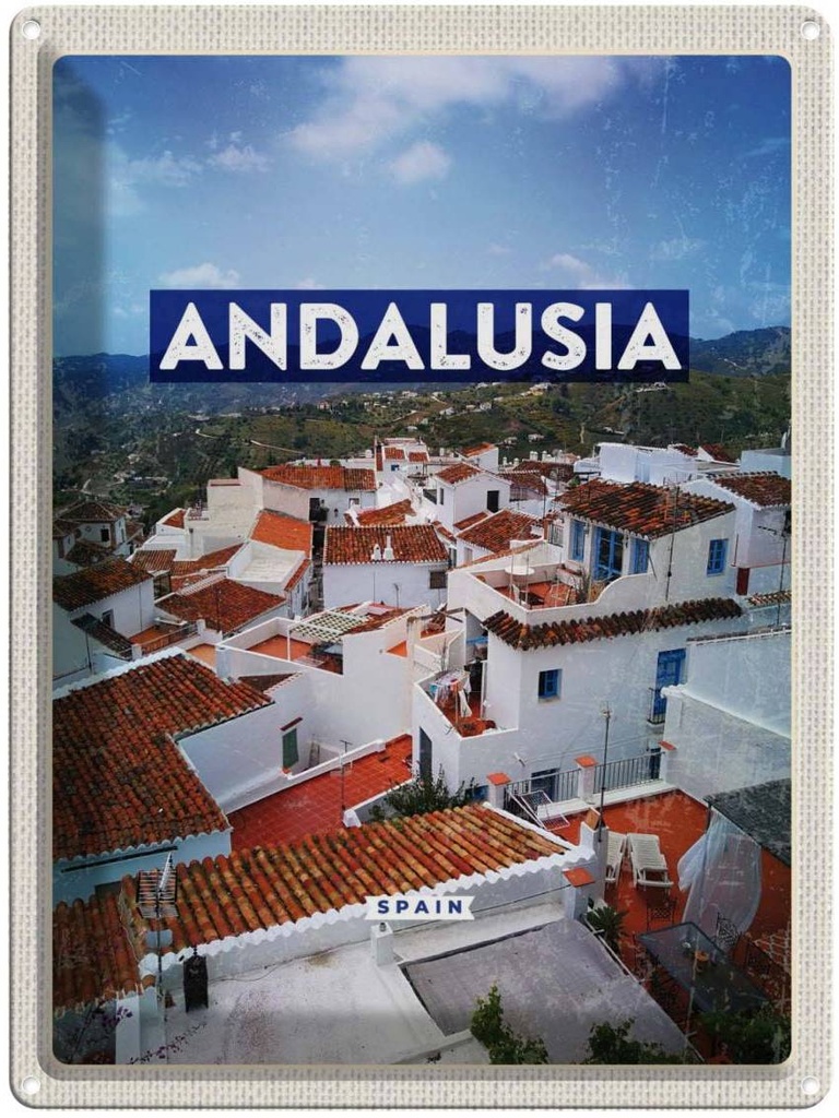 Blechschild 40x30 cm Andalusia Spain Panorama Tourismus Bildmotiv Reisemotiv Abenteuer Reisen Urlaub