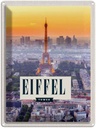Blechschild 40x30 cm Eiffel tower Sonnenuntergang Stadt Bildmotiv Reisemotiv Abenteuer Reisen Europa Urlaub