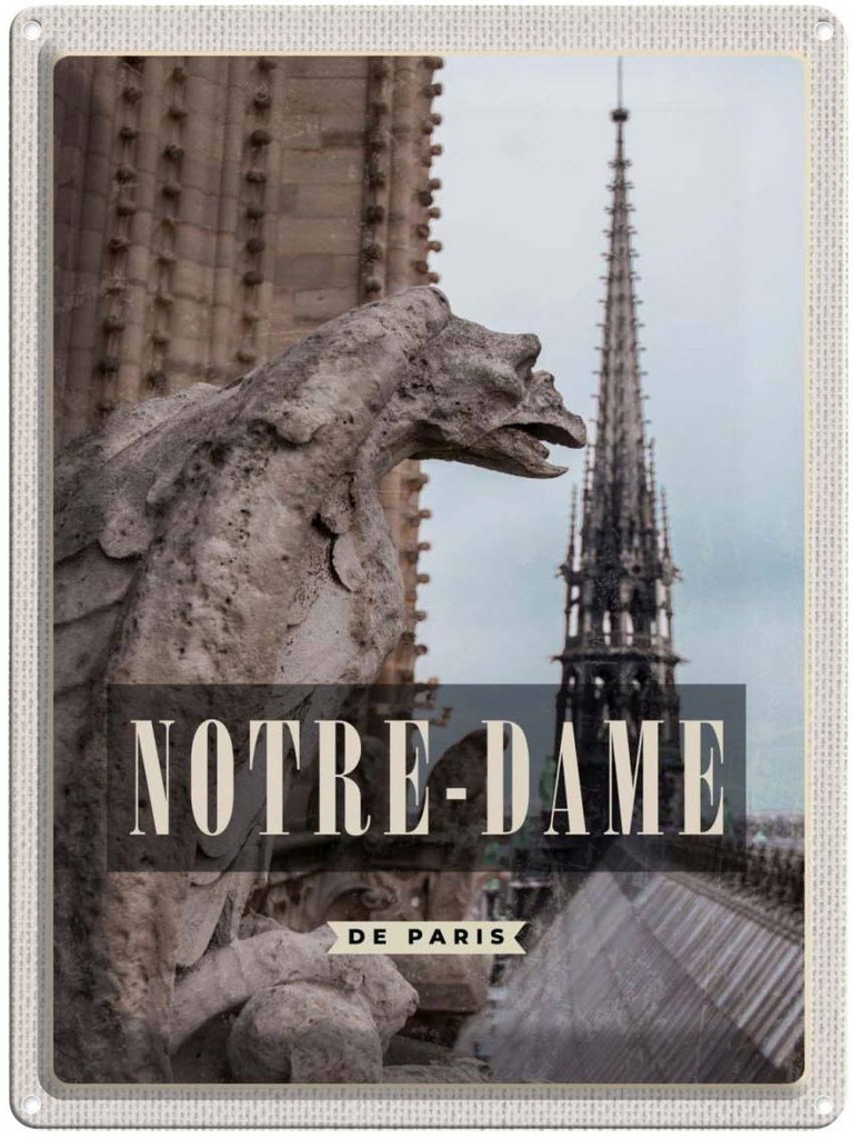 Blechschild 40x30 cm Notre-Dame de Paris Bildmotiv Reisemotiv Abenteuer Reisen Europa Urlaub