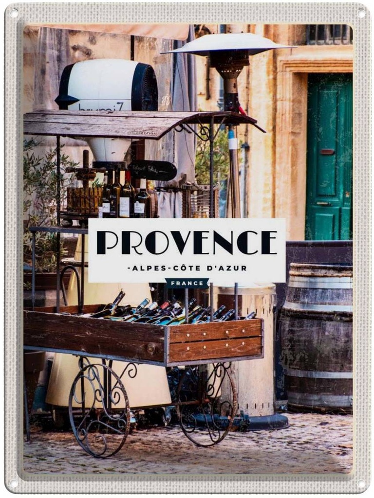 Blechschild 40x30 cm Provence Alpes Urlaub cote d`Azur Bildmotiv Reisemotiv Abenteuer Reisen Straße Stadt
