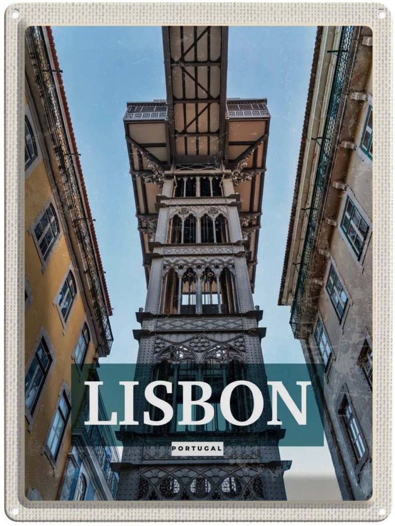 Blechschild 40x30 cm Lisbon Portugal Retro Tourismus Bildmotiv Reisemotiv Abenteuer Reisen Europa Urlaub