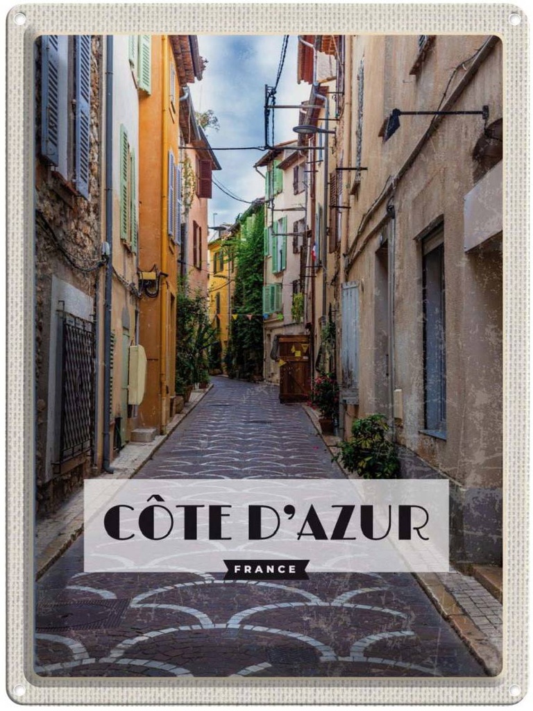 Blechschild 40x30 cm cote d'azur Mittelmeerküste Bildmotiv Reisemotiv Abenteuer Reisen Urlaub