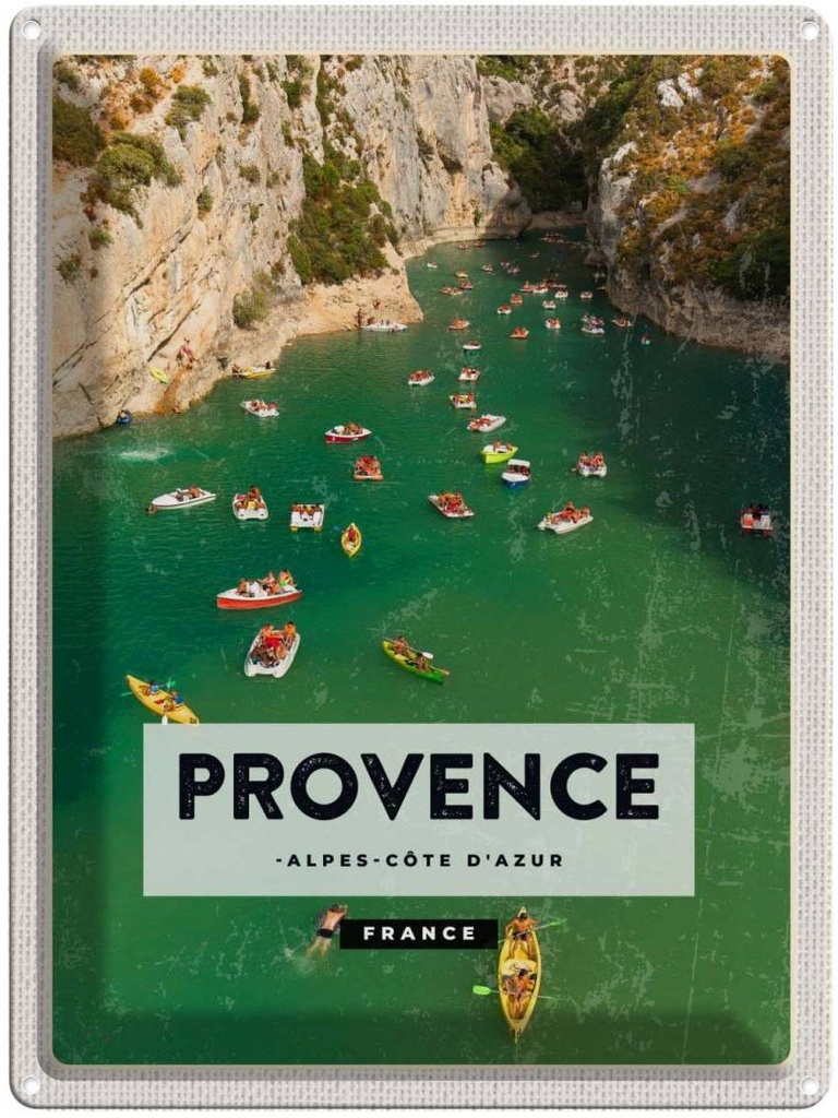 Blechschild 40x30 cm Provence cote Urlaub d'azur France Bildmotiv Reisemotiv Abenteuer Reisen Straße Stadt