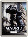 Blechschild 40x30 cm Madrid Spain Stadt Urlaub Statue des Bären Bildmotiv Reisemotiv Abenteuer Reisen Straße