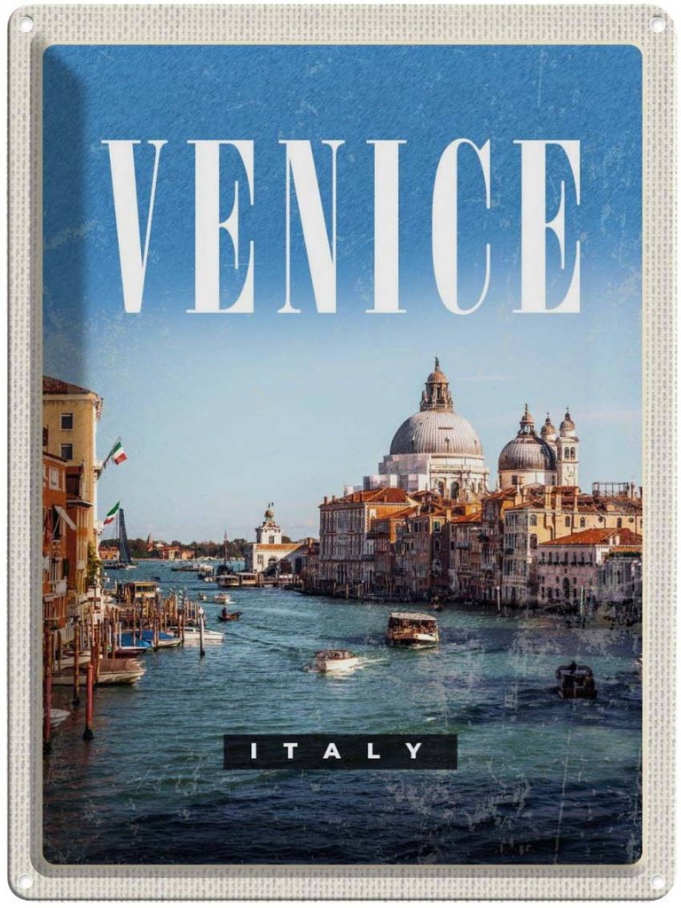 Blechschild 40x30 cm Venice Italy Kathedrale Bildmotiv Reisemotiv Abenteuer Reisen Straße Stadt Urlaub