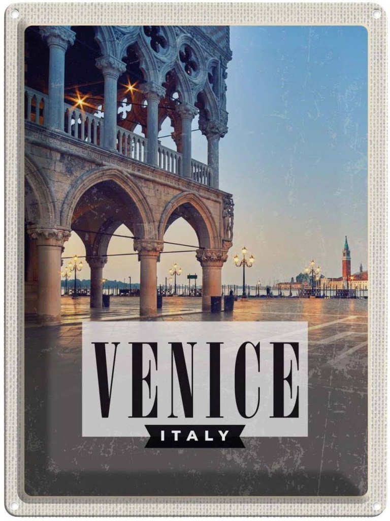 Blechschild 40x30 cm Venice Venedig Urlaub Panorama Poster Bildmotiv Reisemotiv Abenteuer Reisen Straße Stadt