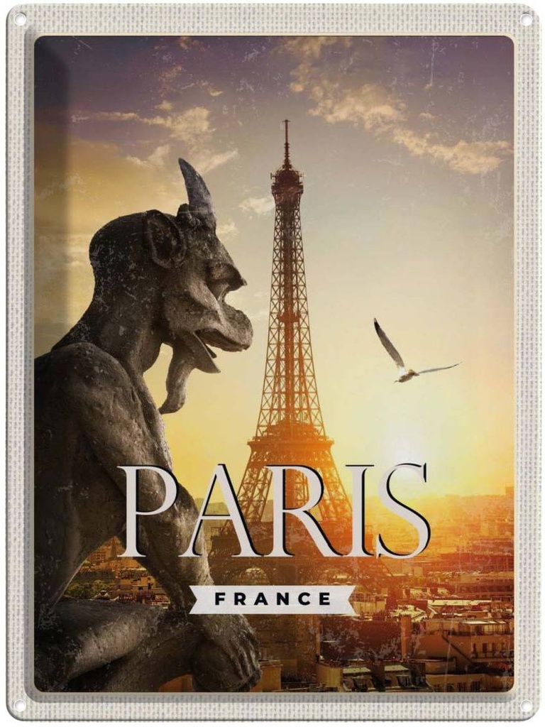 Blechschild 40x30 cm Paris FrankreichArchitektur Abenteuer Reisen Straße Stadt Urlaub