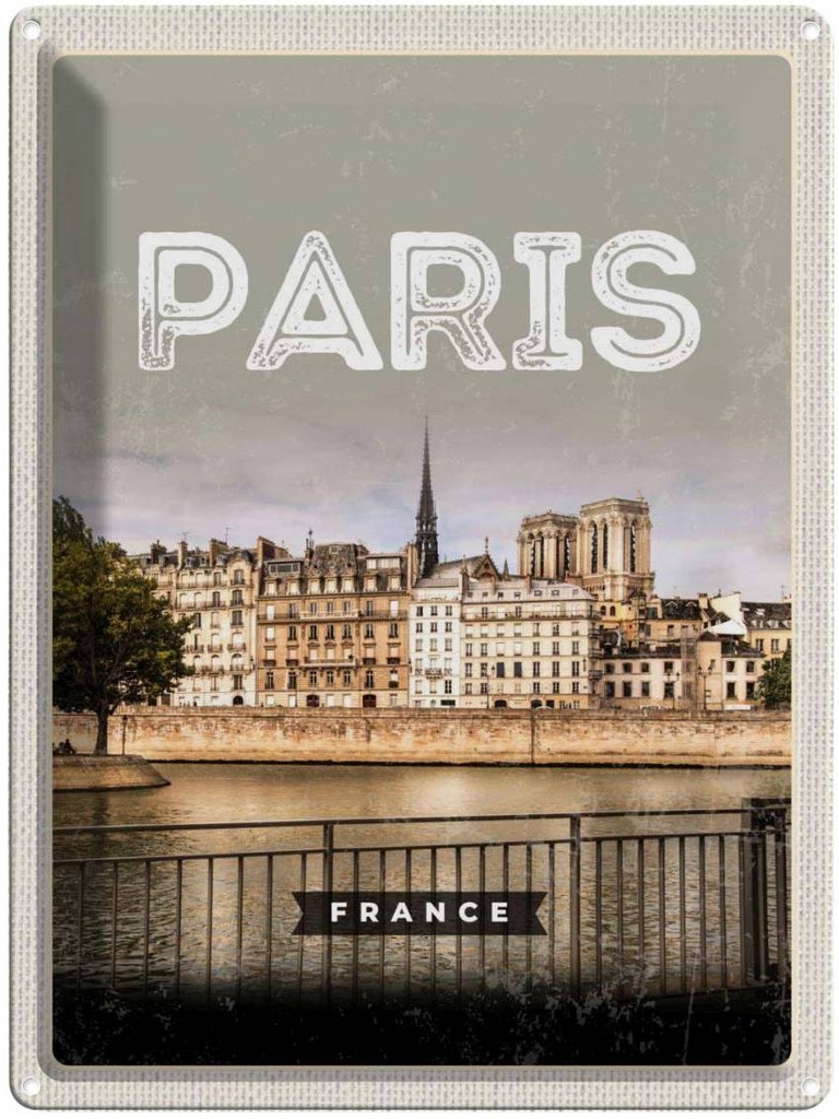 Blechschild 40x30 cm Paris Frankreich Architektur Abenteuer Reisen Straße Stadt Urlaub