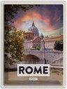 Blechschild 40x30 cm Rom Italien Urlaub Fluss Kathedrale Bildmotiv Reisemotiv Abenteuer Reisen Straße Stadt
