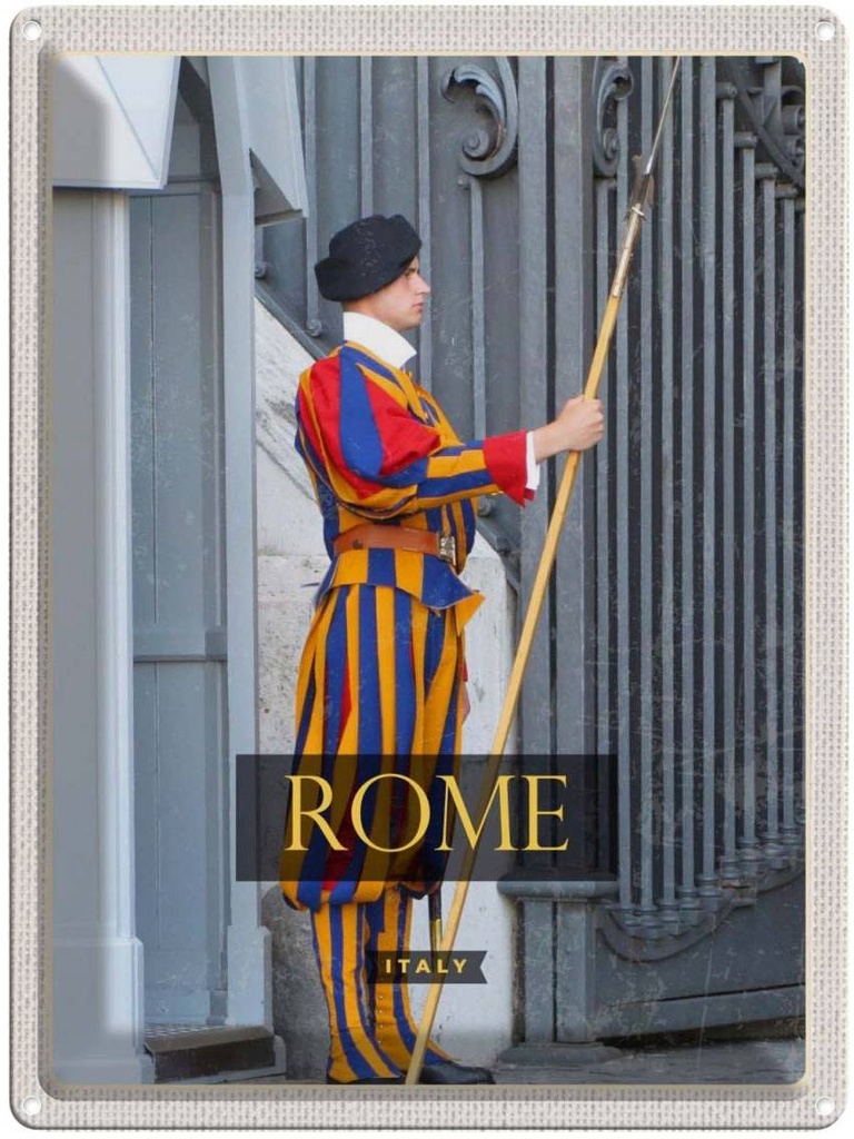 Blechschild 40x30 cm Rom Italien Urlaub Wachmann Trip Bildmotiv Reisemotiv Abenteuer Reisen Straße Stadt