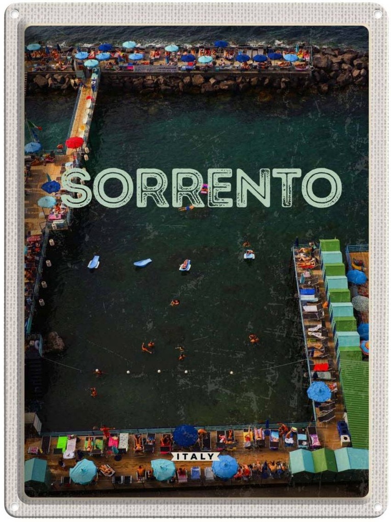 Blechschild 40x30 cm Sorrento Italien MeerReise Bildmotiv Reisemotiv Abenteuer Reisen Straße Stadt Urlaub