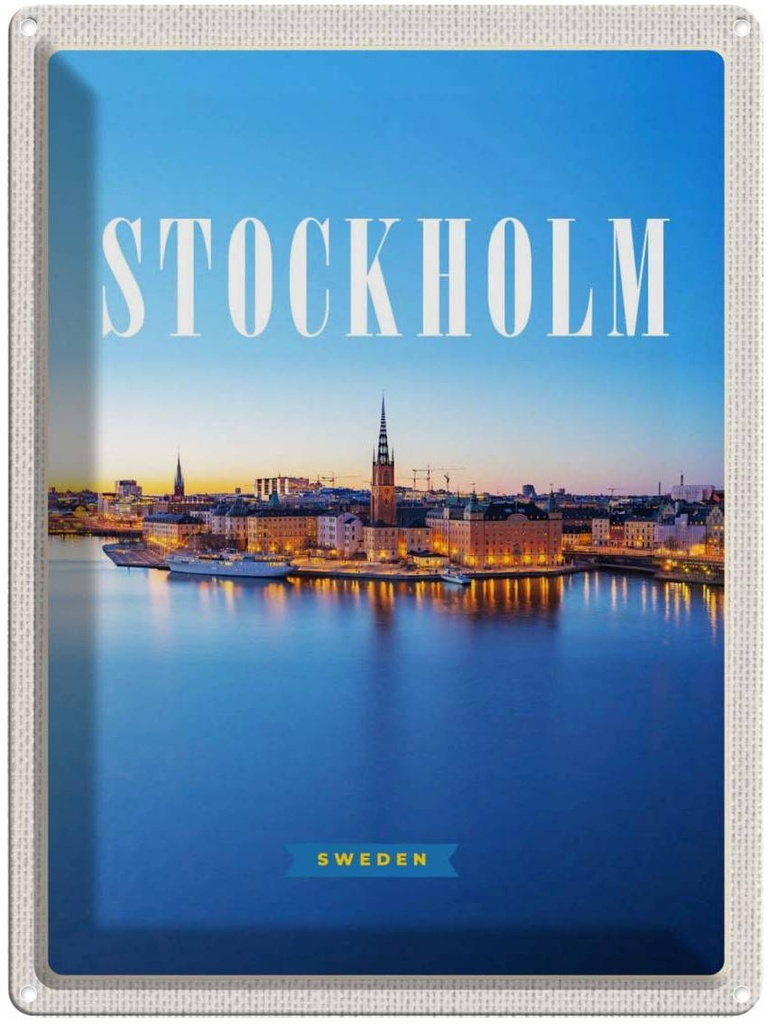 Blechschild 40x30 cm Stockholm Schweden Meer Städtetrip Bildmotiv Reisemotiv Abenteuer Reisen Europa Urlaub
