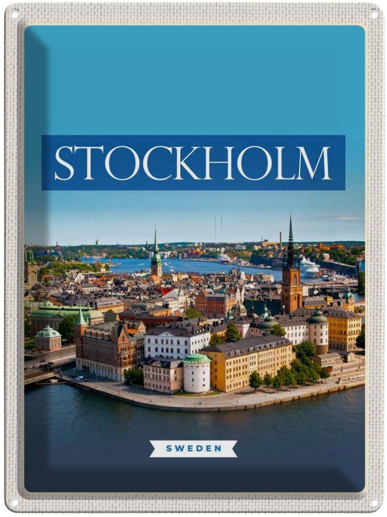 Blechschild 40x30 cm Stockholm Schweden Mittelalter Stadt Bildmotiv Reisemotiv Abenteuer Reisen Europa Urlaub